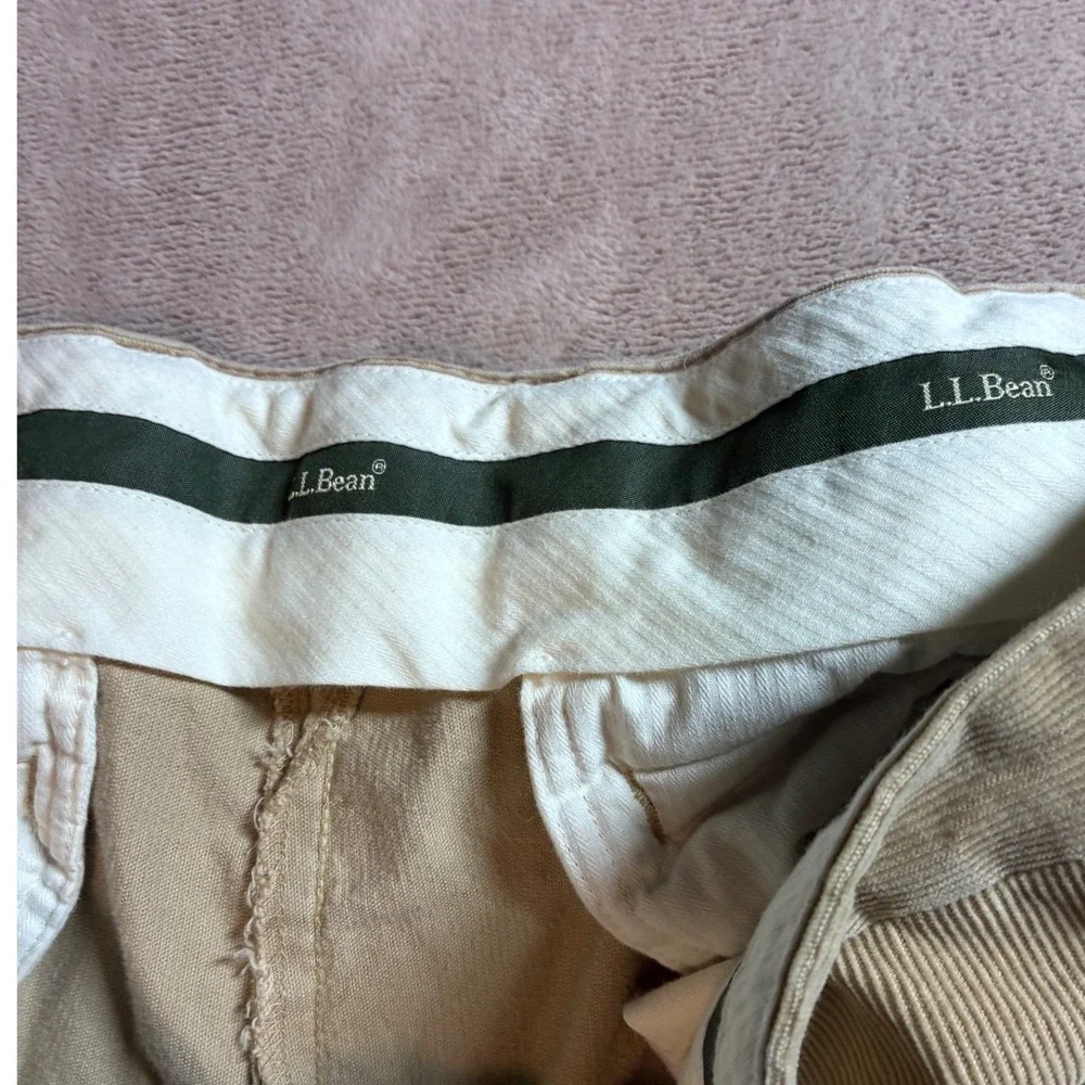 LL Bean Classic Fit Corduroy Pants Mens 42x29 Tan Khaki Wide Wale Heavy Cotton